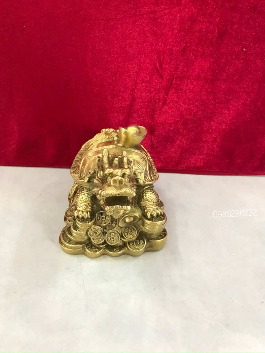 Tượng Long Quy cõng thỏi vàng bằng đồng - Long Quy phong thủy