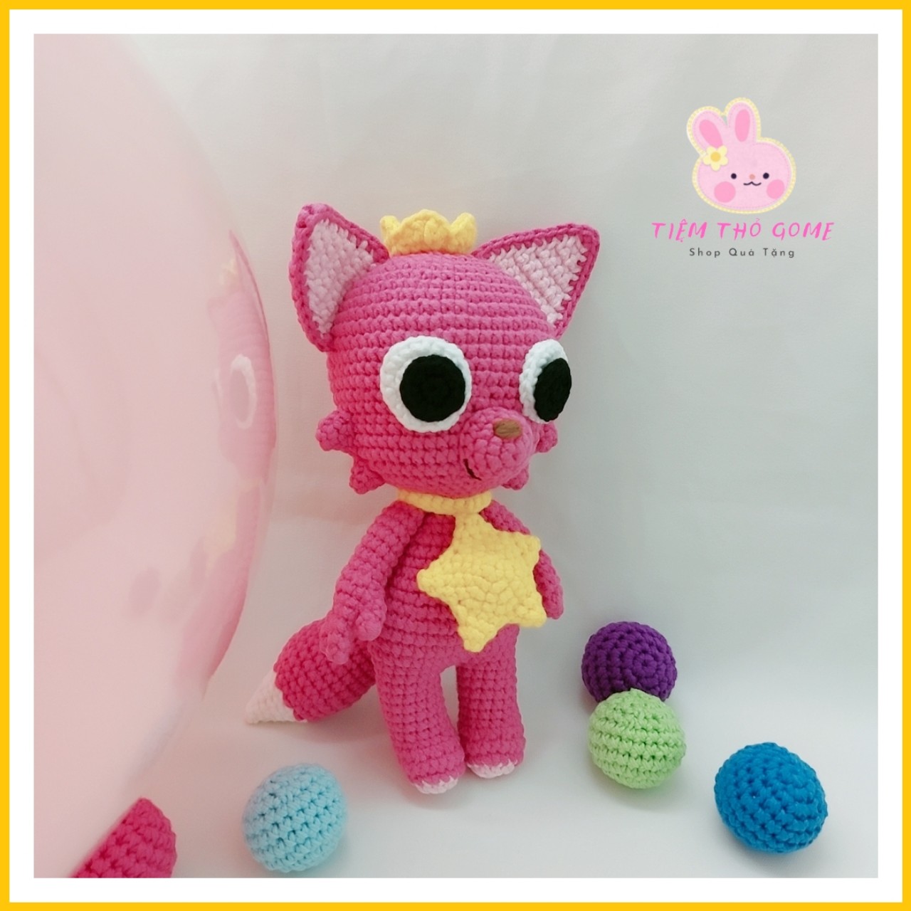 Thú len nhồi bông handmade - Pinkfong - An toàn cho bé