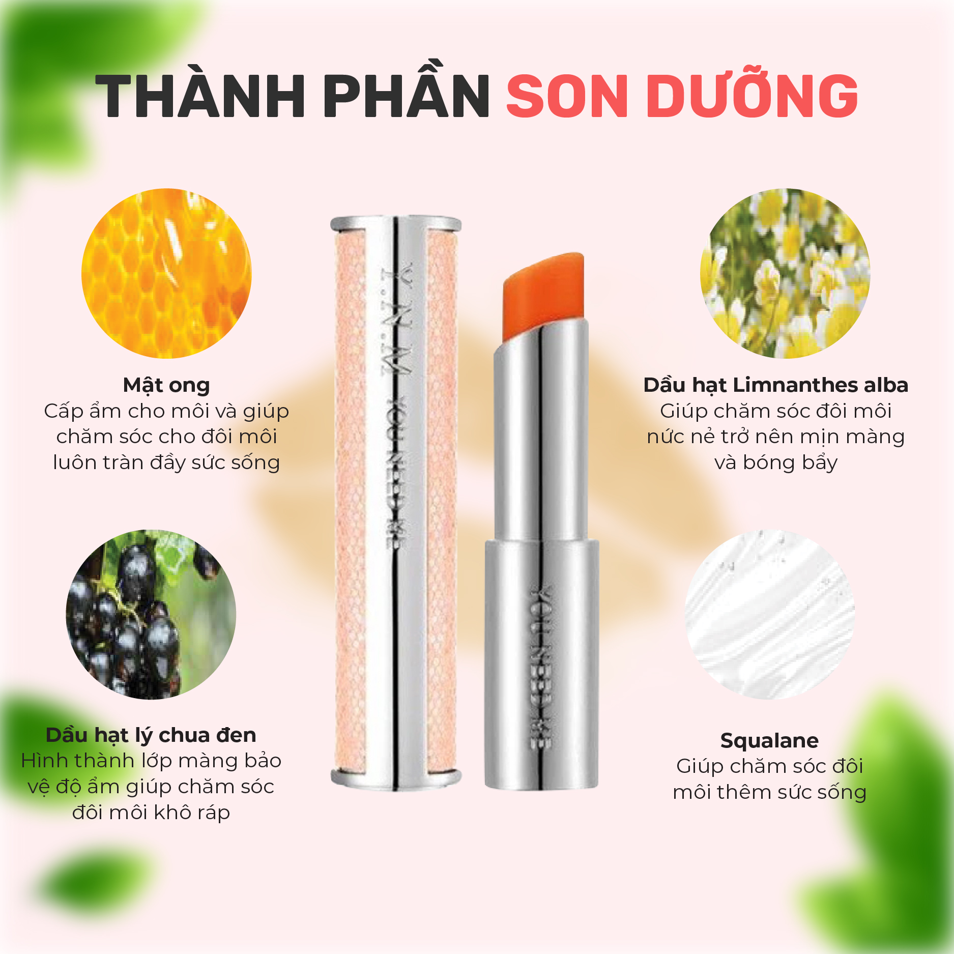 Son dưỡng môi Mềm Môi, Hết Thâm Có Màu Cam Đỏ YNM Candy Honey Orange Red Lip Blam 3g