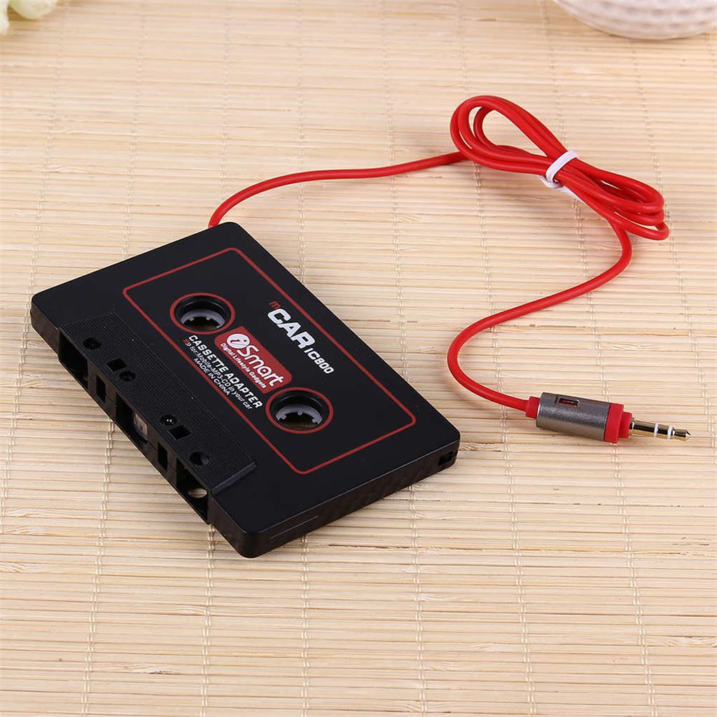 BLACK IN CAR CASSETTE TAPE ADAPTER CD PLAYER 3.5MM STEREO MUSIC AUDIO