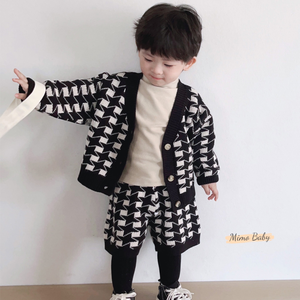 Set quần áo len mùa đông (có tách lẻ) tone đen trắng style Hàn Quốc cho bé QA66 Mimo Baby