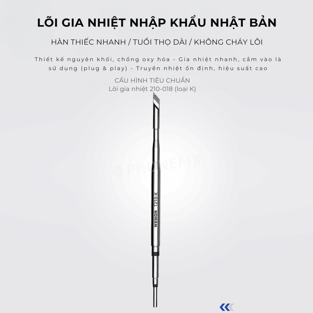 Trạm Hàn Làm Nóng Trong 2 Giây, Chế Độ Ngủ Tự Động WEMON K21A Kèm Tay Hàn T210 Công Suất Cao - Hàng Nhập Khẩu