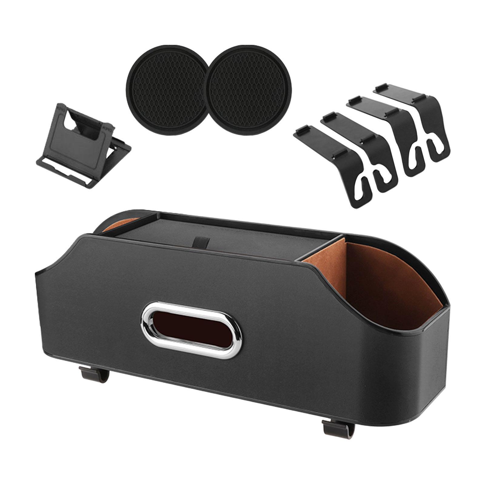 Car Headrest Seat Hanging Organizer with 2 Coasters Cup Holder Napkin Holder Durable 34.8x12x9.3cm Tear Resistant Waterproof Multifunctional