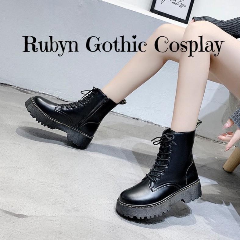 Giày Boots Chiến Binh Cổ Cao Dr dây kéo viền vang đế cao 5cm ( Size 35 - 40 )