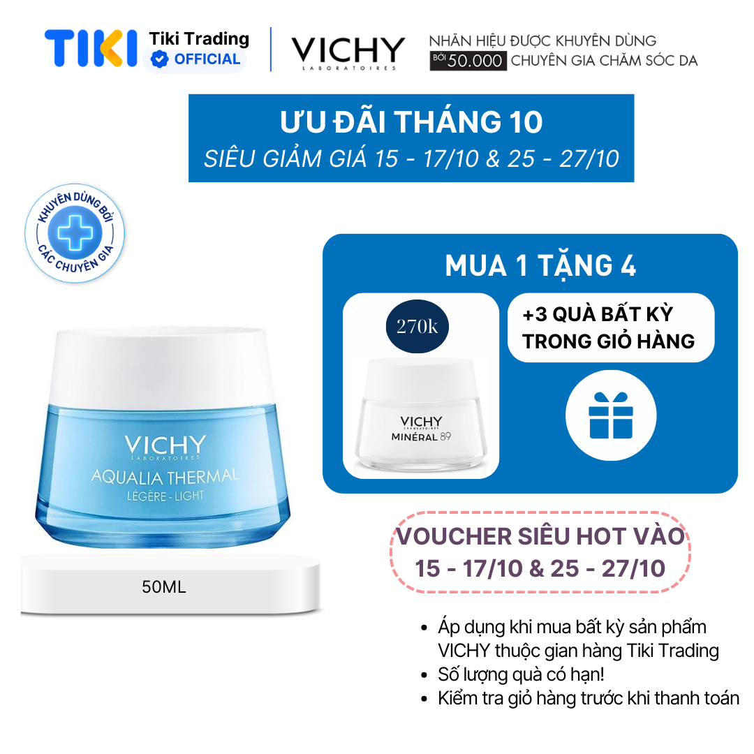 Kem dưỡng ẩm và cung cấp nước dạng gel Vichy Aqualia Thermal Cream-Gel 50ml