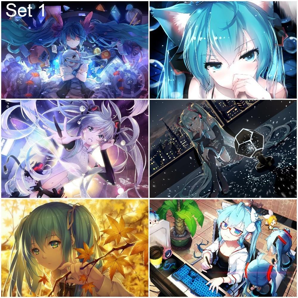 Bộ 6 Poster vocaloid Hatsume Miku (1) (bóc dán) - A3,A4,A5