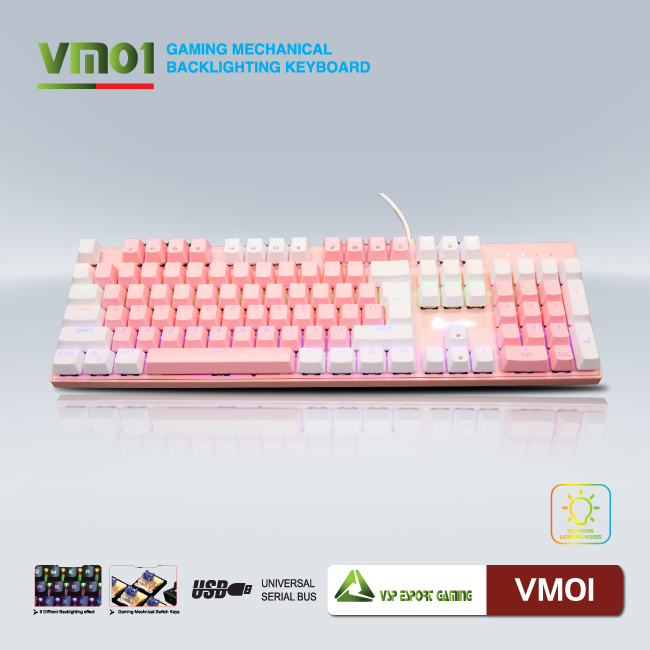 Bàn phím cơ VSP eSport HN Gaming VM01(HỒNG) - Hàng nhập khẩu