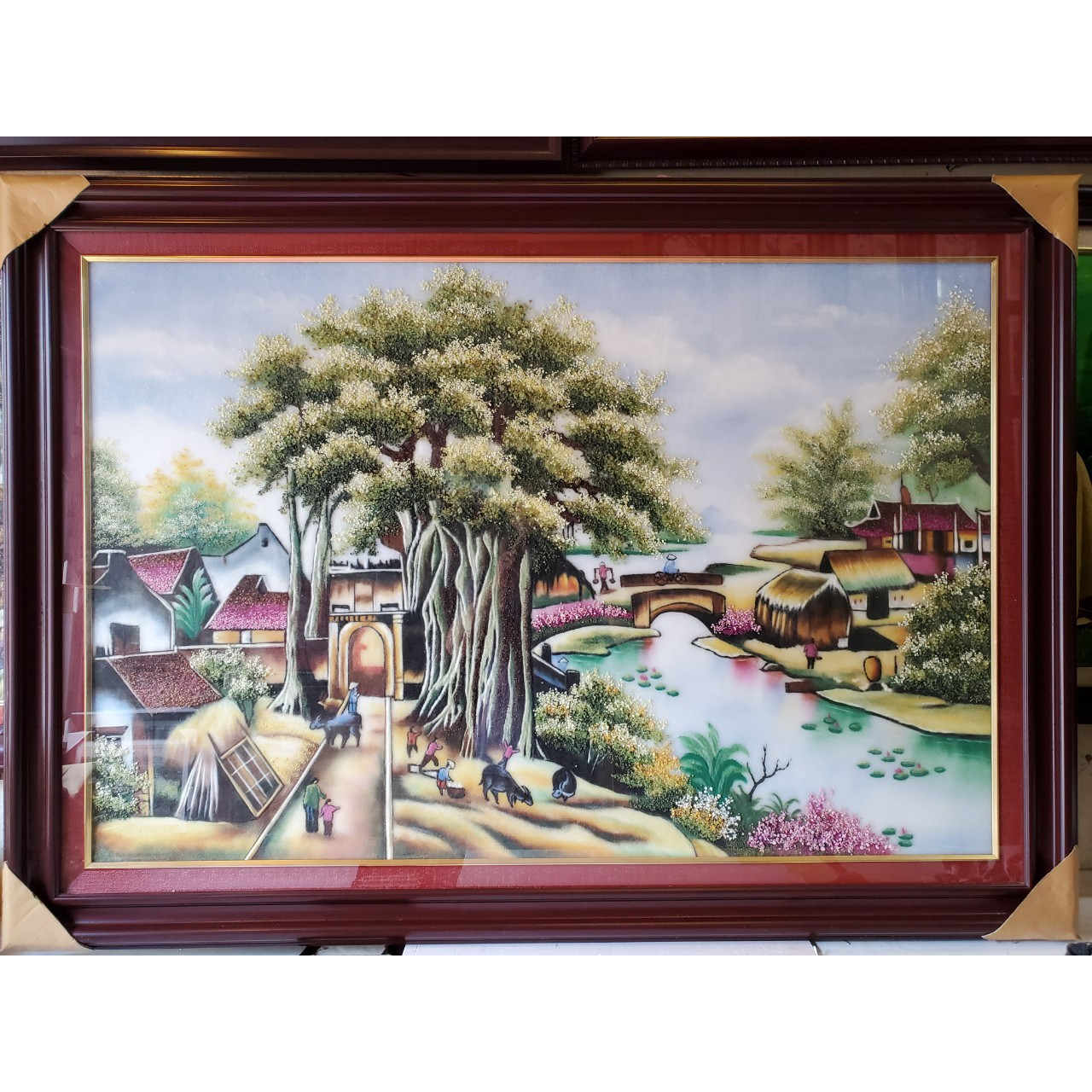 Tranh đá tự nhiên - Phong cảnh làng quê