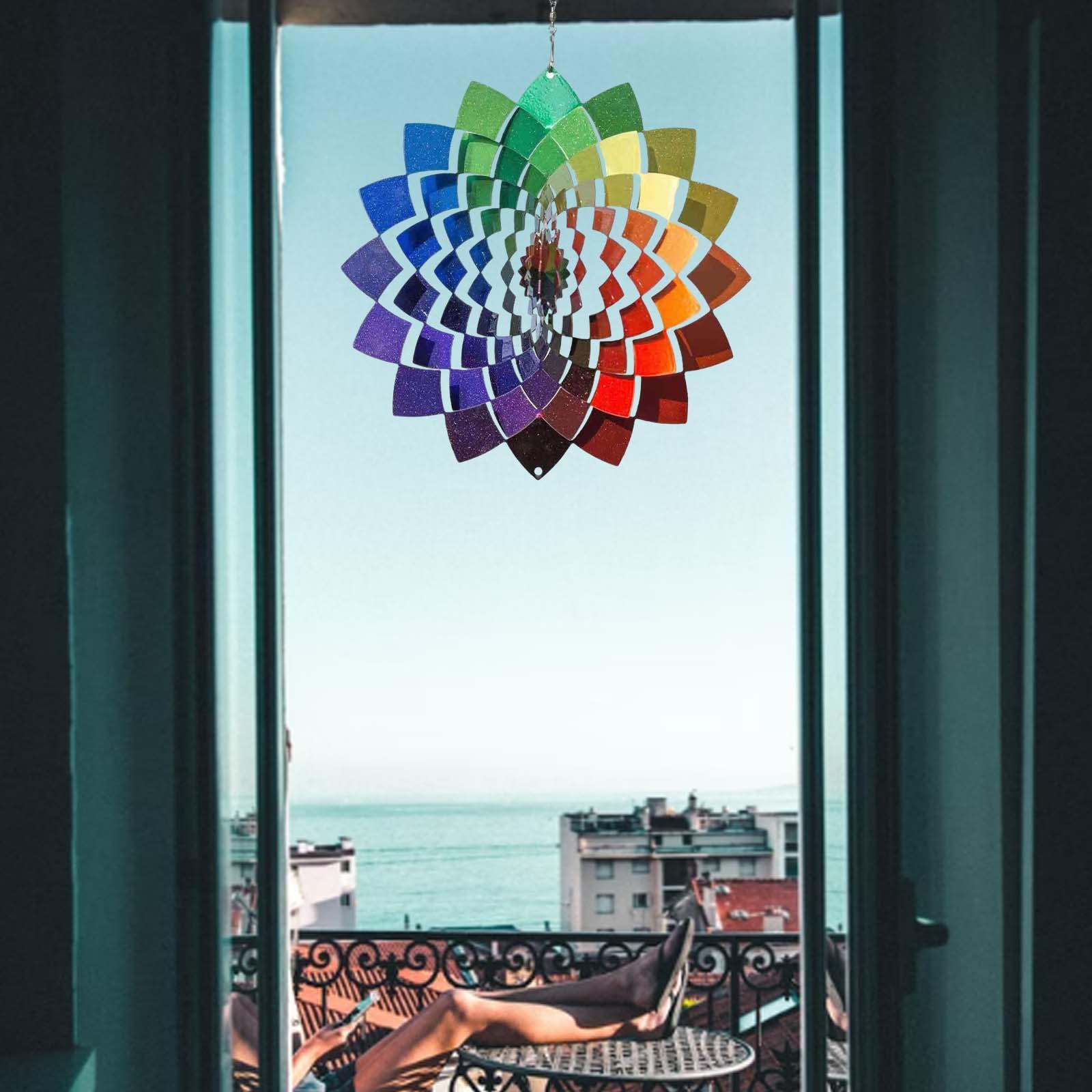 8\" Metal Hanging Wind ,Wind Turntable Rotating Wind Chime Bells for