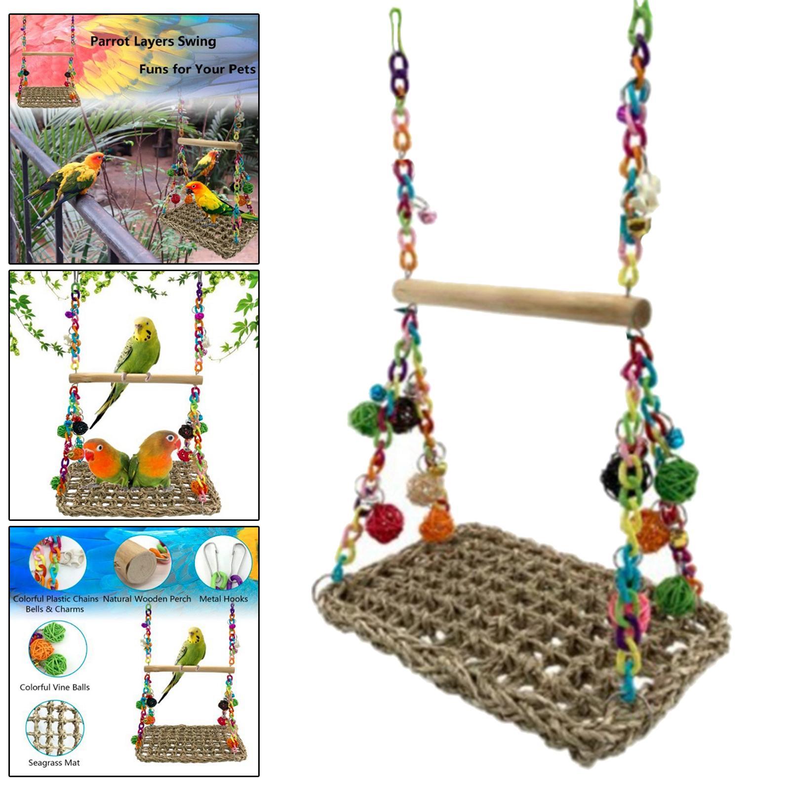 Parrot Swing Perch Bird Toy Parrot Stand Wood Parakeet Chewing Toy