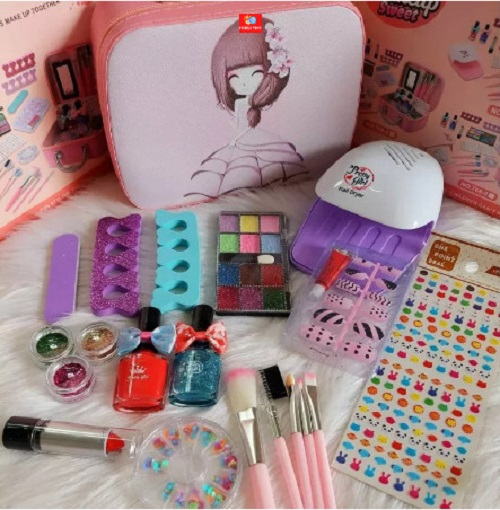 Hộp vali đồ chơi đựng đồ dùng trang điểm make up cho bé gái kèm đồ dùng làm nail tại nhà cực xinh cho các bé chơi không chán - Đồ chơi sáng tạo mang tính nghệ thuật