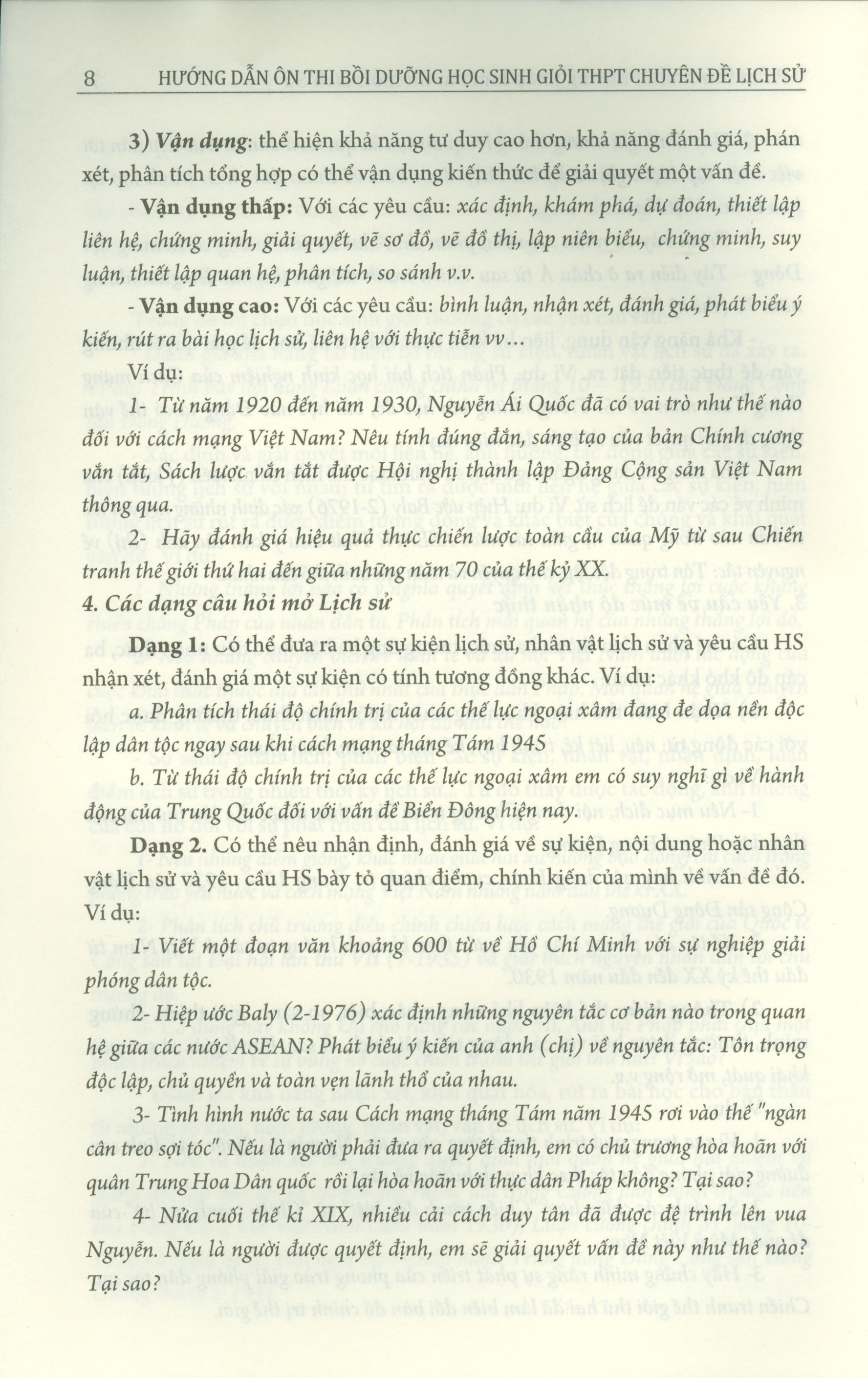 Hướng Dẫn Ôn Thi Bồi Dưỡng Học Sinh Giỏi Trung Học Phổ Thông Chuyên Đề Lịch Sử