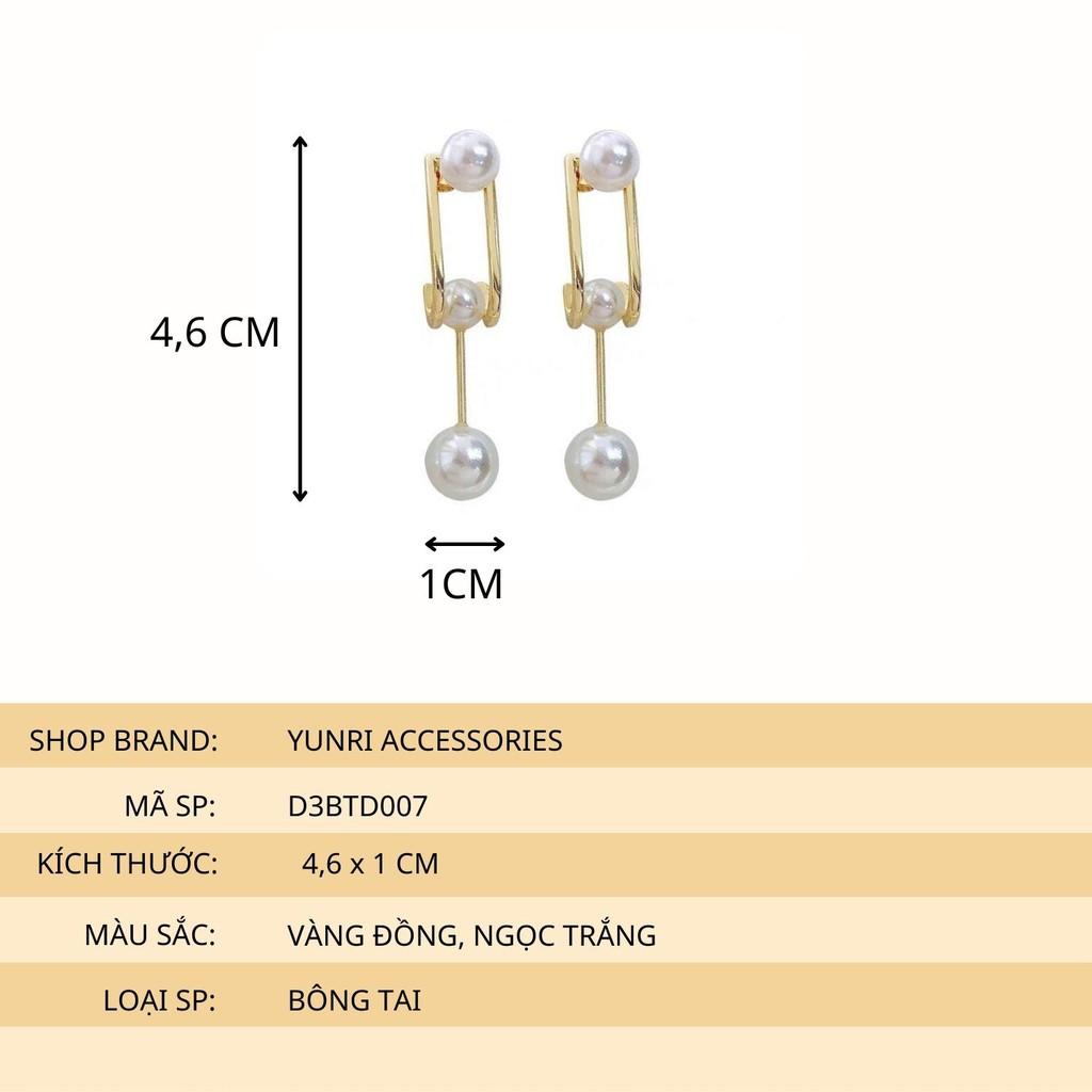 Bông tai nữ dài dễ thương cá tính Hàn Quốc phụ kiện trang sức ngọc D3BTD007