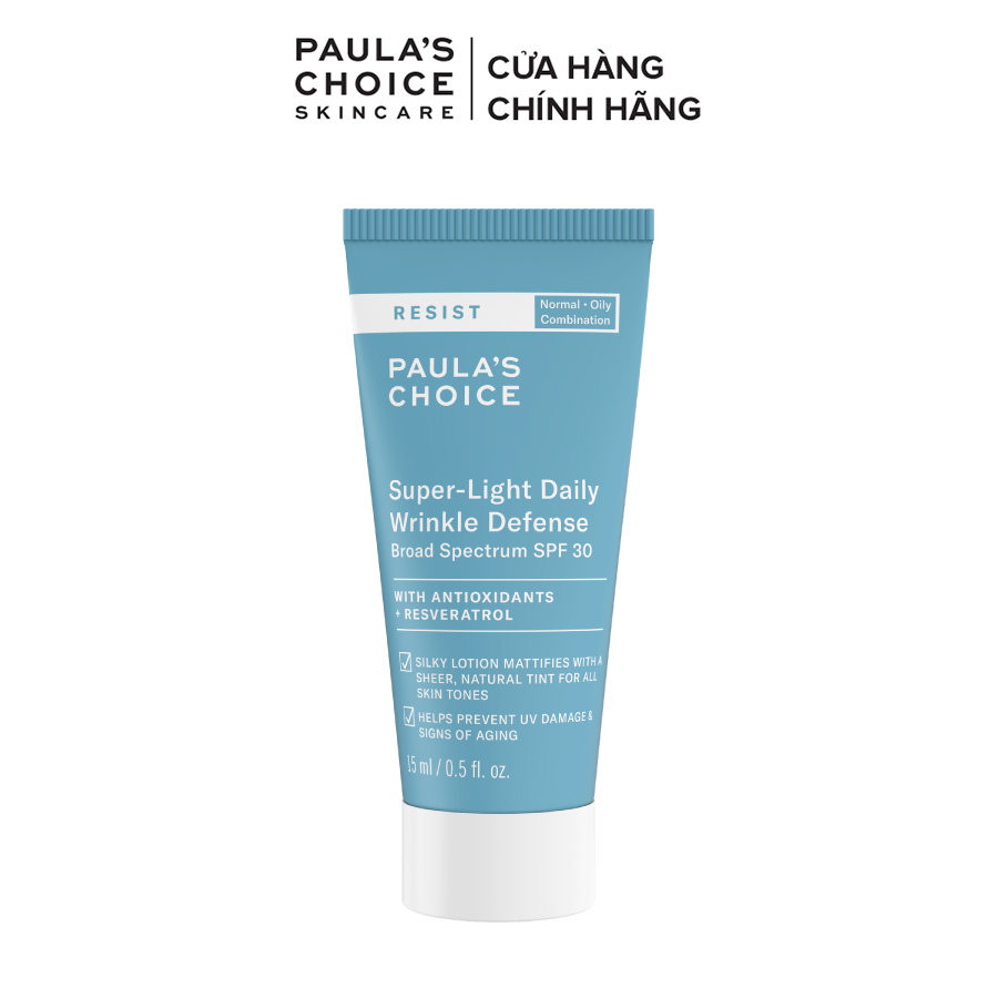 Kem chống nắng phổ rộng Paula's Choice Resist Super - Light Daily Wrinkle Defense SPF 30 15ml 7767