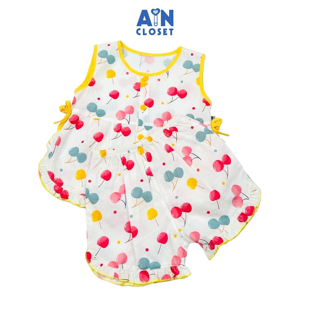 Bộ quần áo Ngắn bé gái hoạ tiết Cherry Sắc Màu Cotton - AICDBG5IFDP3 - AIN Closet