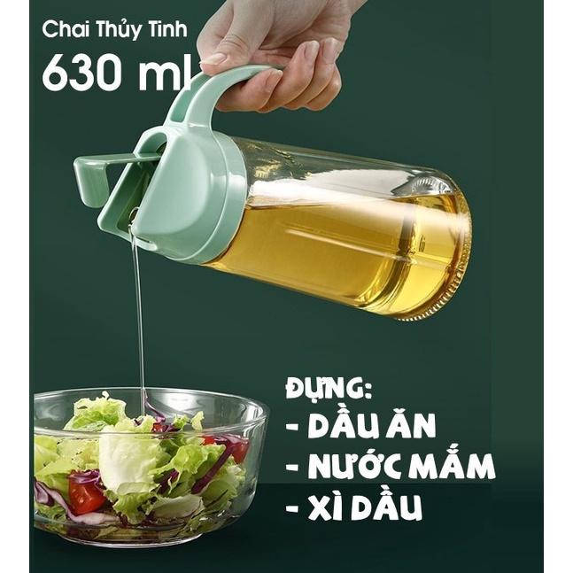 Bình Đựng Dầu Ăn, gia vị Tự Động Mở Nắp Khi Rót 630ml