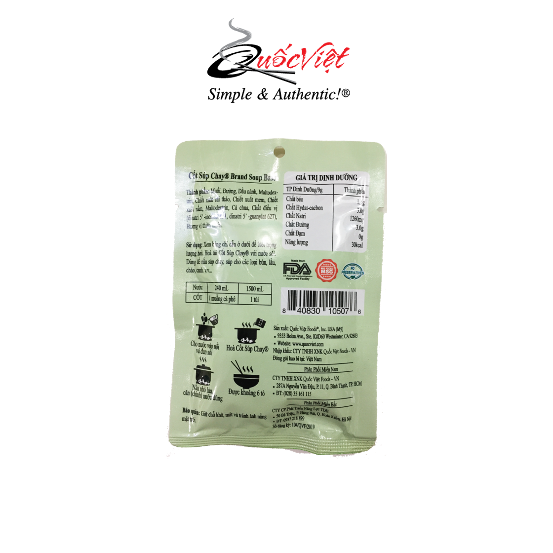COMBO 2 Gói Gia Vị Nấu Súp Chay Cốt Quốc Việt - 2 x 50g - gia vị dành cho món ăn thuần chay - VN10507