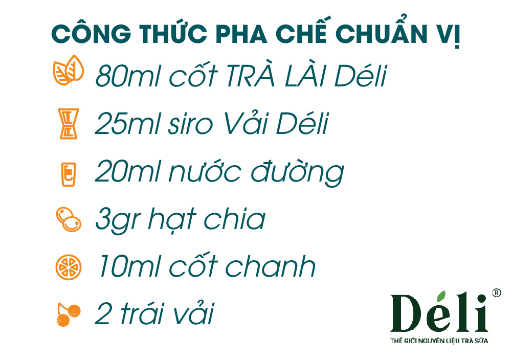 Trà lài Déli 500gr+ Siro vải Déli 1lit [COMBO 40ly Nguyên liệu pha trà vải] HSD: 12 tháng, các quán thường dùng