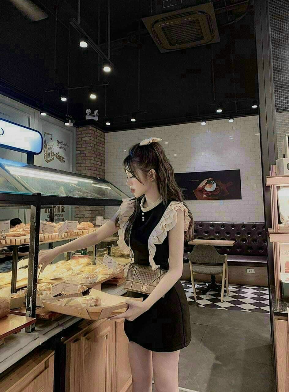 Đầm xếp bèo voan chất Umi phối voan tơ