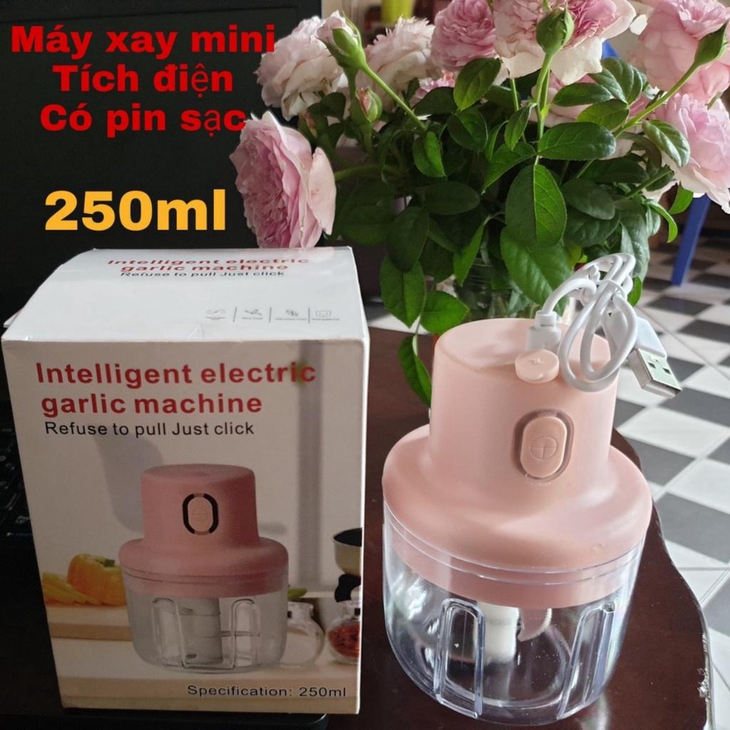 Máy Xay Đa Năng, Máy Xay Tỏi Ớt Mini Cầm Tay Sạc Pin Nhỏ Gọn Dung Tích 250ml.