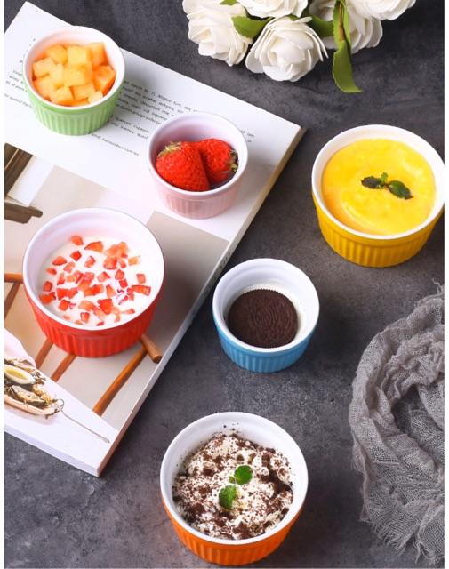 Ramekin cỡ to, khuôn flan màu sắc, khuôn caramen, bát ăn dặm cho bé