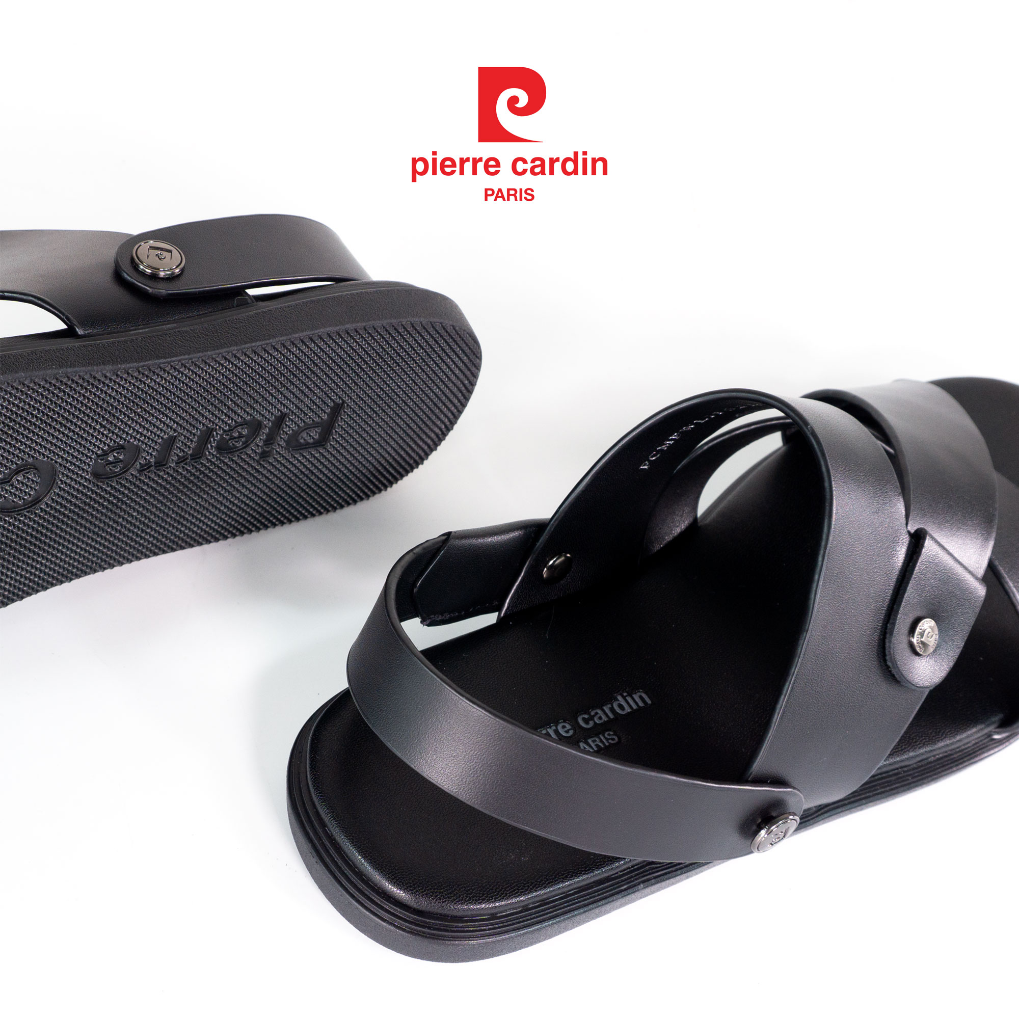 Sandals Ankle Strap Da Bò Trơn Cổ Điển Pierre Cardin - 162