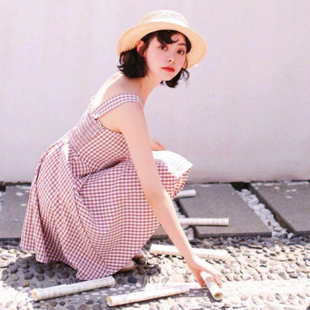 VÁY 2 DÂY KẺ CARO SIÊU XINH
