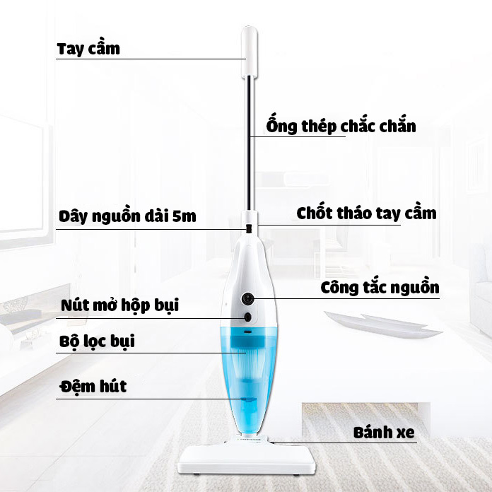 Máy hút bụi mini cầm tay 600W GreenHome GHA-102 đa chức năng