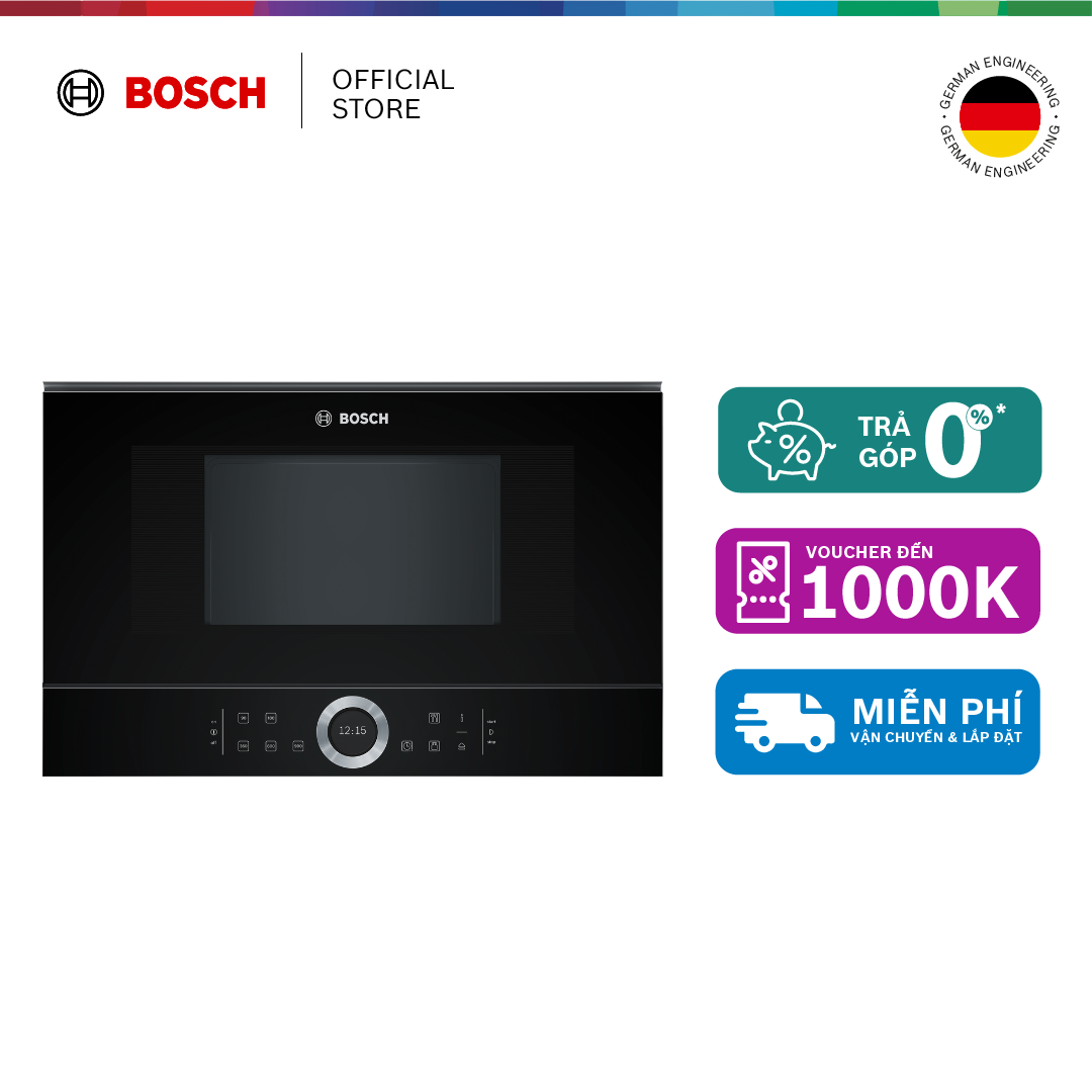 Lò vi sóng âm tủ Bosch BFL634GB1B 21L 1220W - Series 8 - Hàng chính hãng