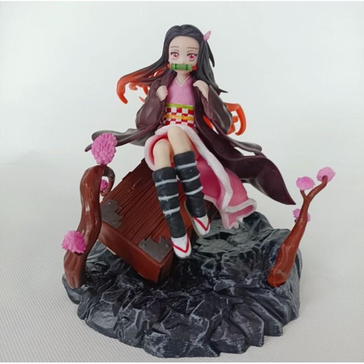 Mô hình Figure Kimetsu no Yaiba - Demon Slayer Kamado Nezuko ngồi hộp gỗ đẹp 20cm