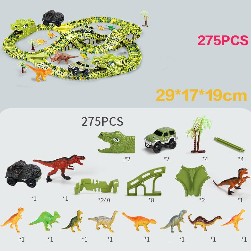 Bộ lắp ráp đường đua ô tô khủng long, đồ chơi lắp ghép đường ray khủng long cỡ lớn
