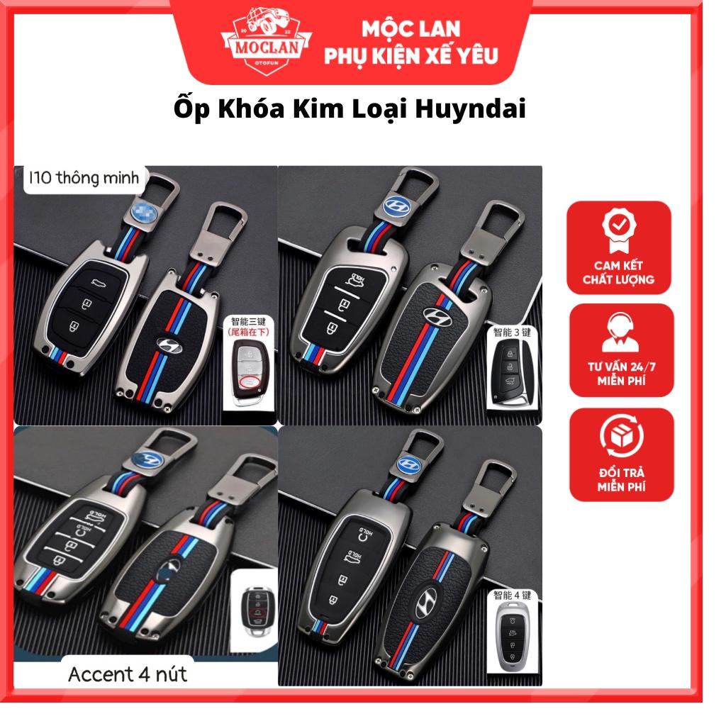 Ốp chìa khoá kim loại có phản quang thể thao - ốp khoá hyundai santafe 2021 i10 tucson elantra accent 2021
