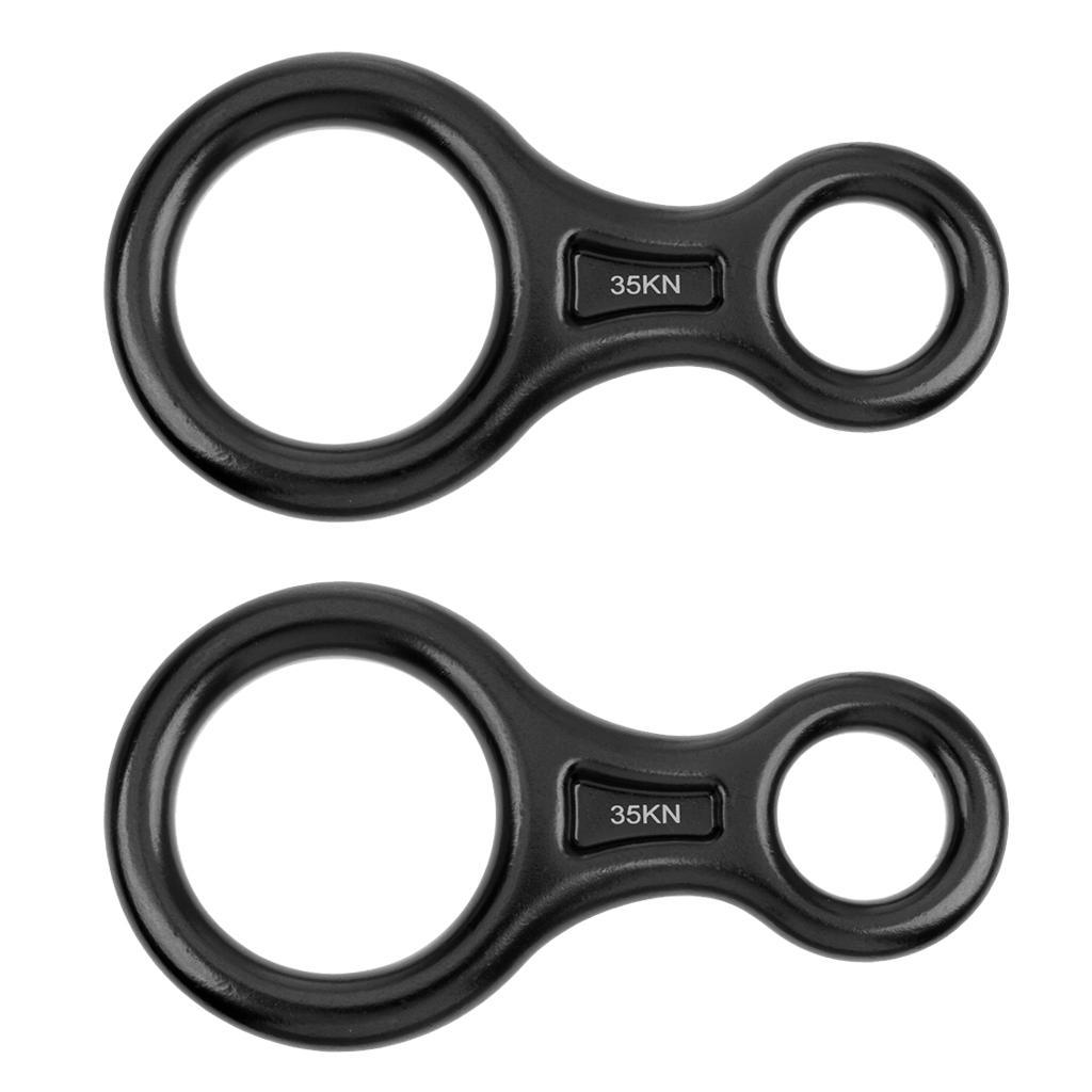 2 Pcs Figure 8 Shape Rock Climbing Rappel Abseil Rope Rescue Descender 35KN Safety Gear