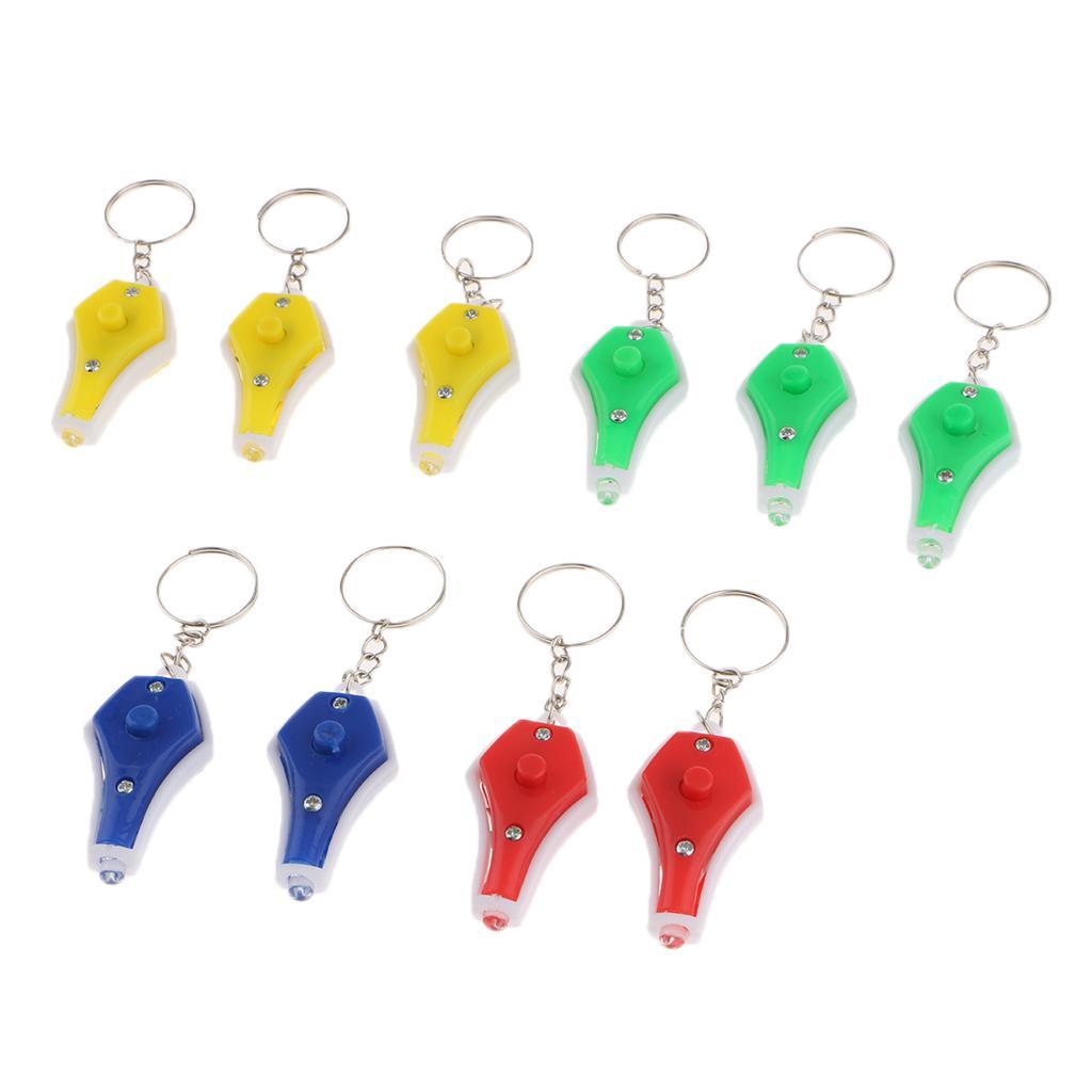 LED Light Key Chain Vase Shape Key Ring Holder 10 Pack Random Colors