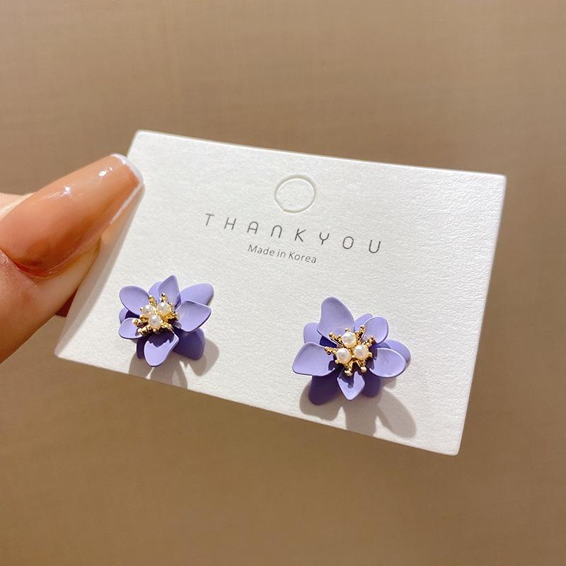 Hình ảnh Bông tai nữ hoa màu tím dễ thương Phụ kiện trang sứcM103616