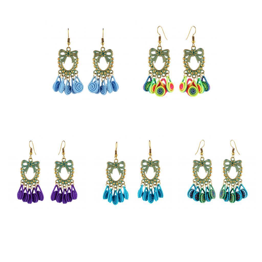 Women Vintage Bohemian Earrings Tassel Fringe Dangle Earrings