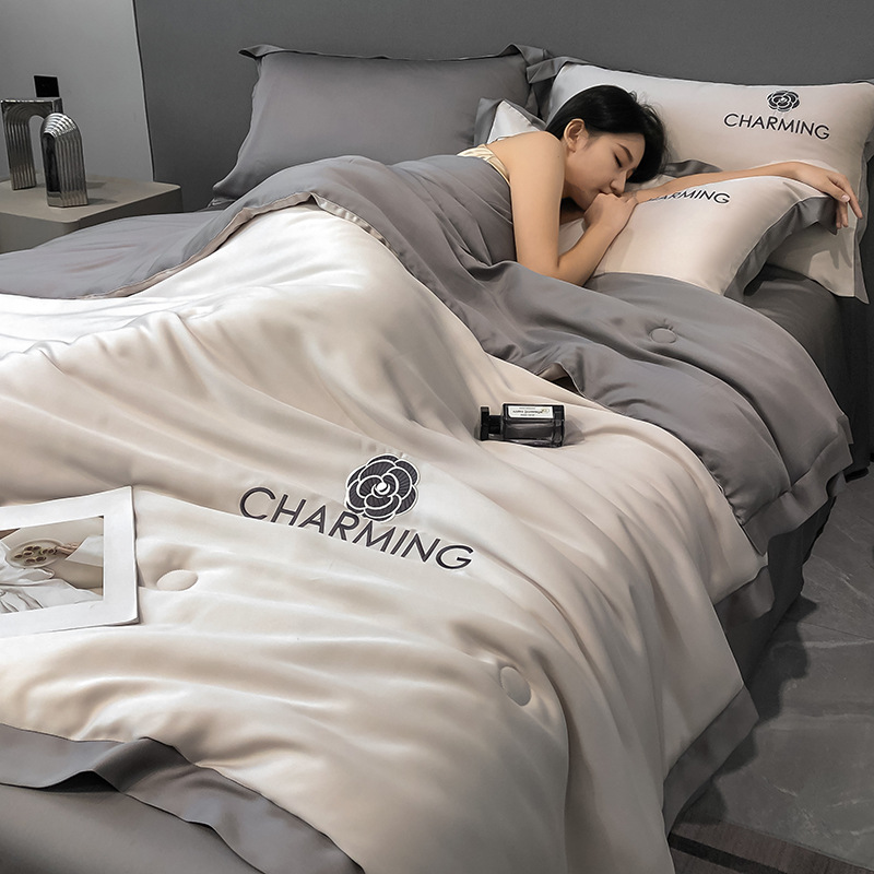Bộ Chăn Ga Gối Đệm 5 Món Phi Lụa Charming Drap Giường Phi Lụa Cao Cấp Bo Chun Drap Hin Home Bedding Mẫu 2