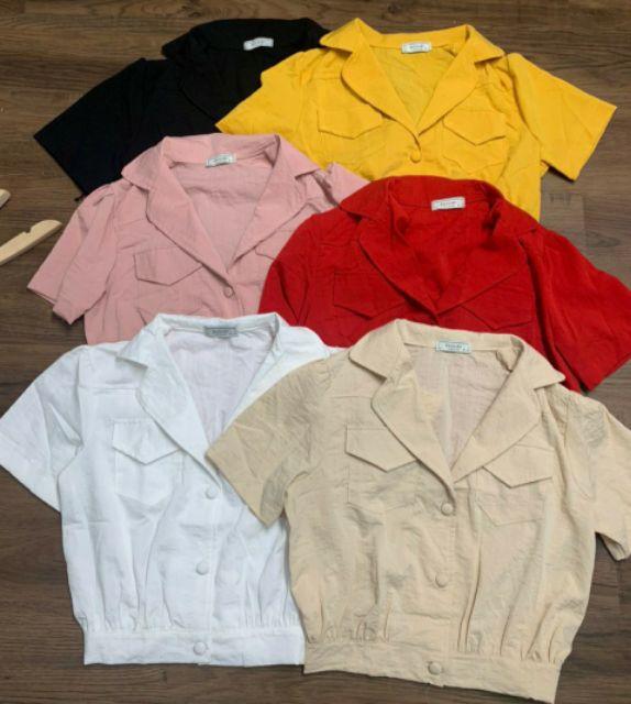 Áo croptop cổ vest