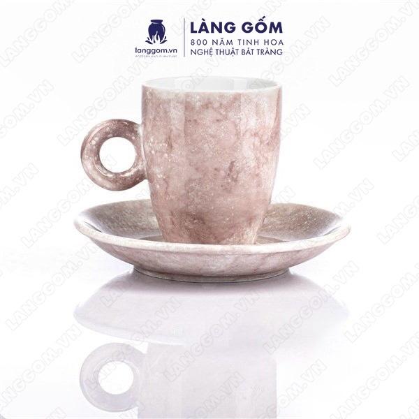 Cốc uống nước, Ly sứ vân đá nhiều màu dáng cốc Latte dung tích 330ml - Gốm sứ Bát Tràng cao cấp - Làng Gốm