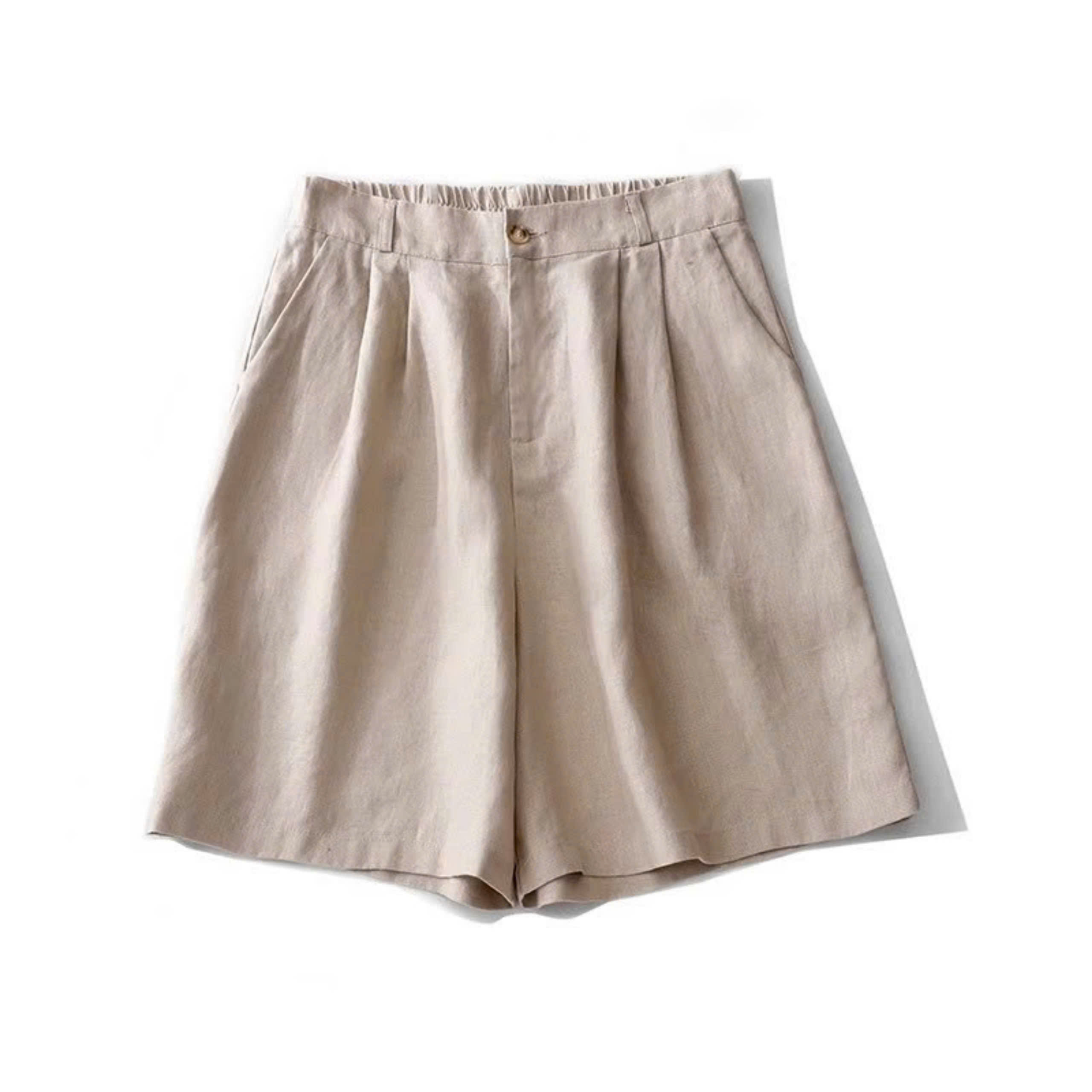 Set bộ đồ công sở gồm áo blazer tay dài và 1 quần short form chữ A màu be tiêu siêu tôn dáng trắng da, phong cách 2025 (bz04+qd22)