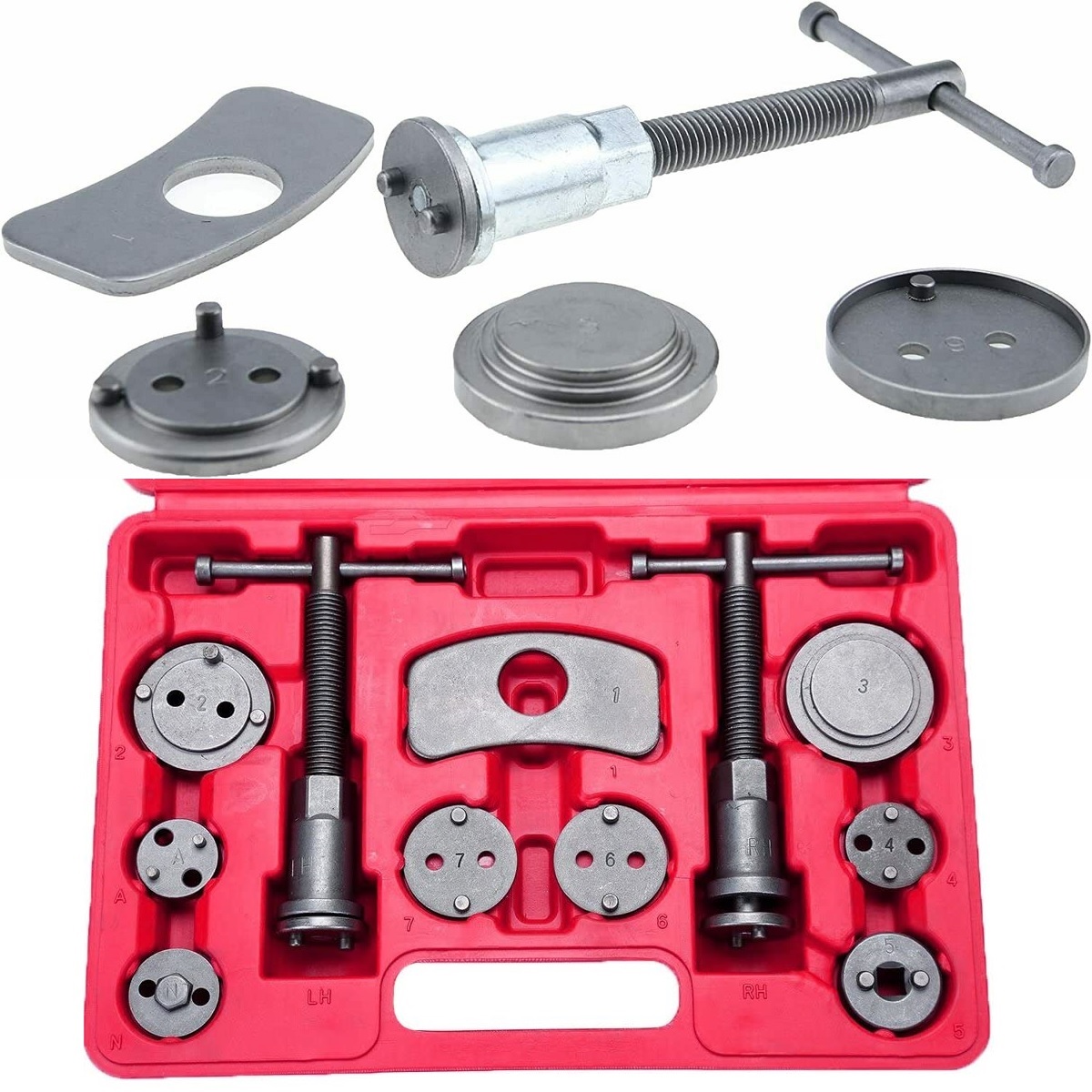 Bộ cảo ép thắng đĩa 2 chiều THUẬN NGHỊCH, bộ vam ép piston phanh Touchi 21 chi tiết chất lượng cao