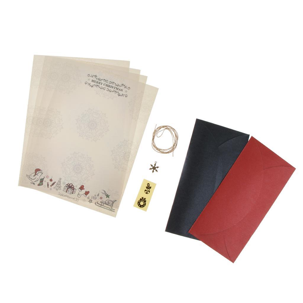Novelty Christmas Letters Paper with Envelope Self Sealing Sticker Snowflake Shape Pendant
