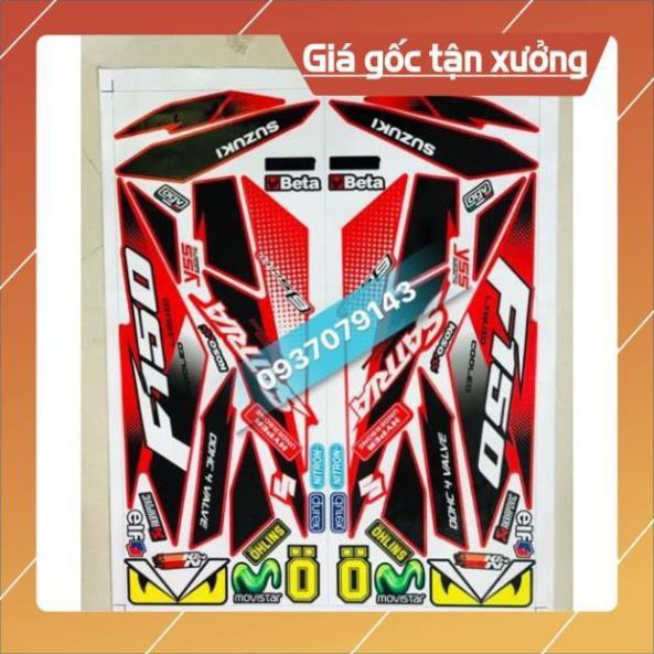 Tem rời satria FI 150 dán xe đỏ 3 lớp ko bay màu