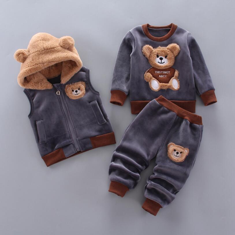 Bé Bé Trai Bé Gái Thu Đông Ấm Hoody Áo Khoác + Áo + Quần 3 Phù Hợp Với Trẻ Sơ Sinh Trẻ Em Thể Thao Trẻ Em Tập Đi Cho Bé quần Áo