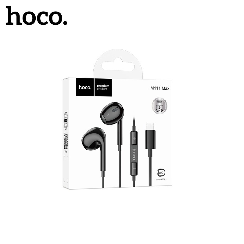 Tai nghe cho Iphone chân dẹt cao cấp Hoco. M111 Max/Pro hỗ trợ nghe gọi mic đầy đủ, cắm dùng trực tiếp không cần kết nối bluetooth - Hàng chính hãng