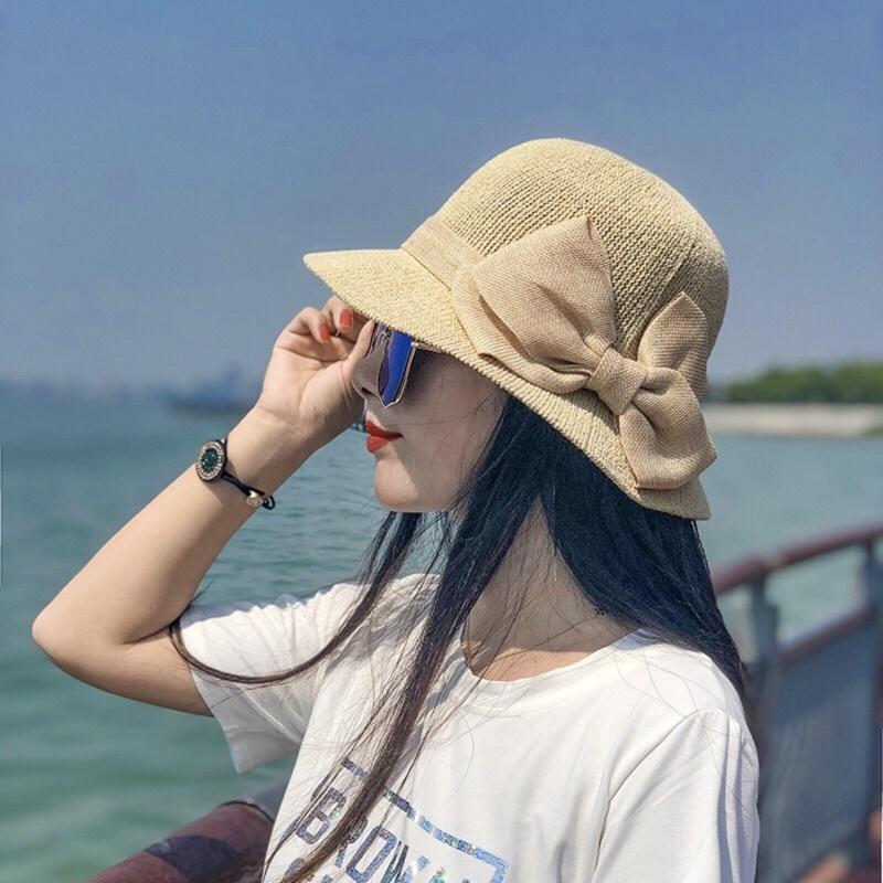 Mũ Cói Bucket Nữ Đi Biển Chống Nắng Đính Nơ Form Chuẩn Đẹp Hot Trend Thời Trang Nữ Siêu Hot Dễ Thương MC20