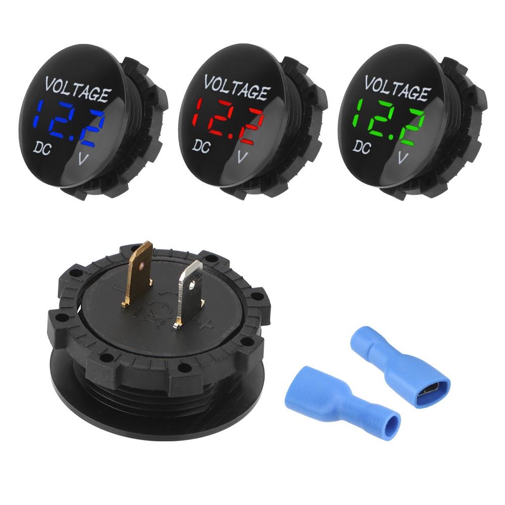 Vôn kế kỹ thuật số màn hình LED DC 12V-24V chống thấm nước chuyên dụng cho xe hơi/ tàu thuyền/ xe tải/ ATV