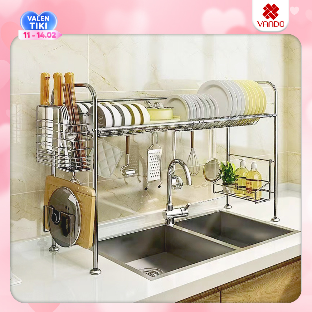 Hình ảnh Kệ Inox Để Chén Đĩa Trên Bồn Rửa Chống Han Gỉ Róc Nước Sạch Sẽ Tiện Lợi VANDO