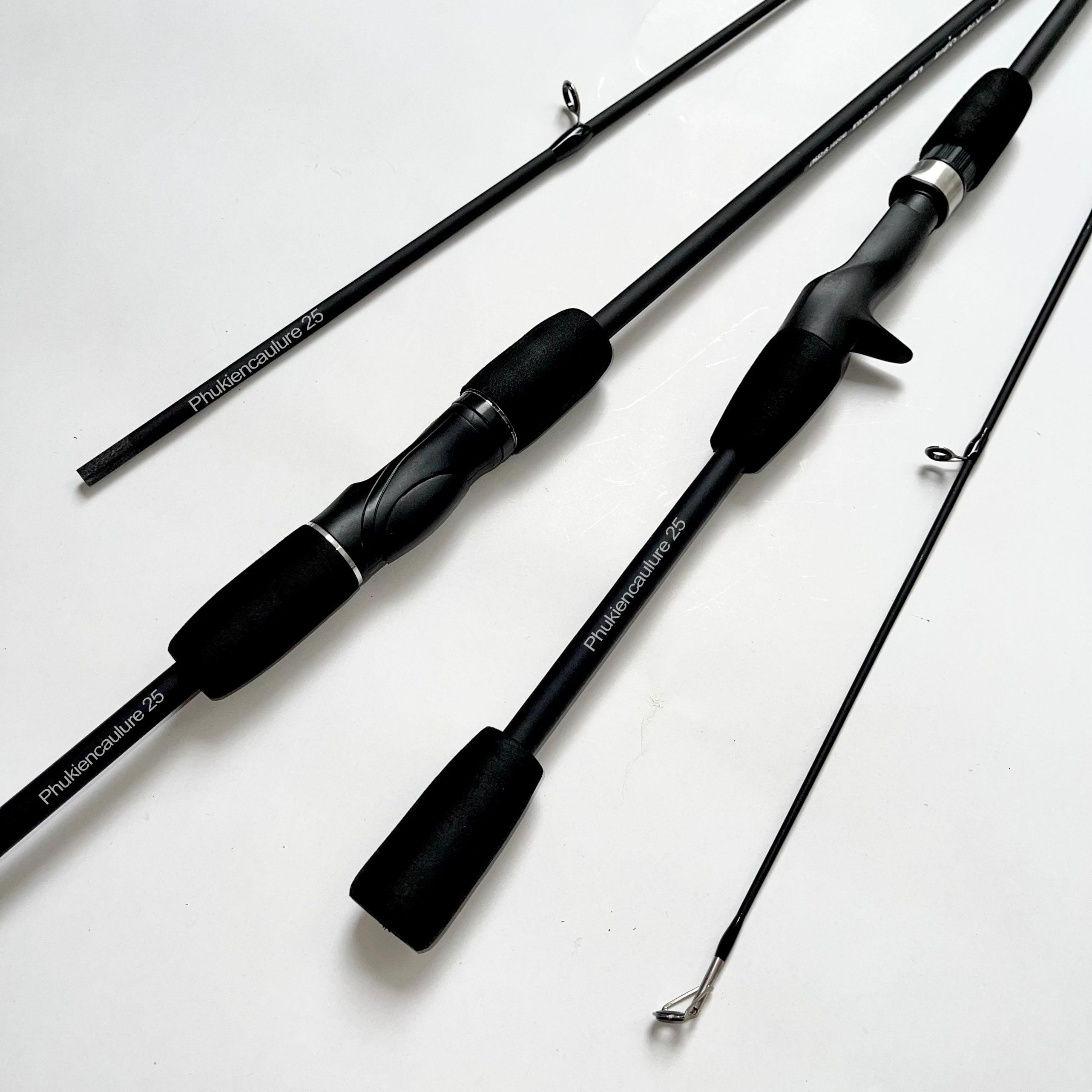 Bộ cần câu lure Rise Spin siêu rẻ, khỏe đi kèm máy câu ngang và đứng phối màu cực chất, tặng kèm dây và bộ mồi lure