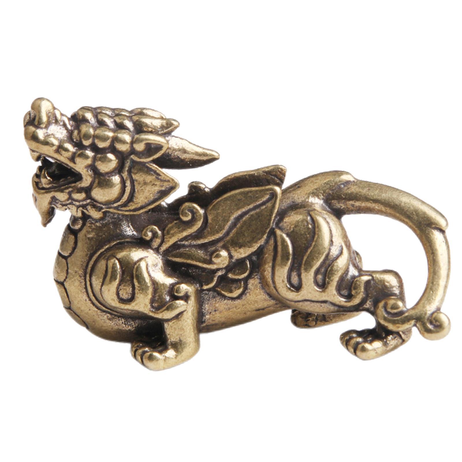 Feng Shui Brass Qilin Kylin Statue Sculpture Figurine Copper Decorations